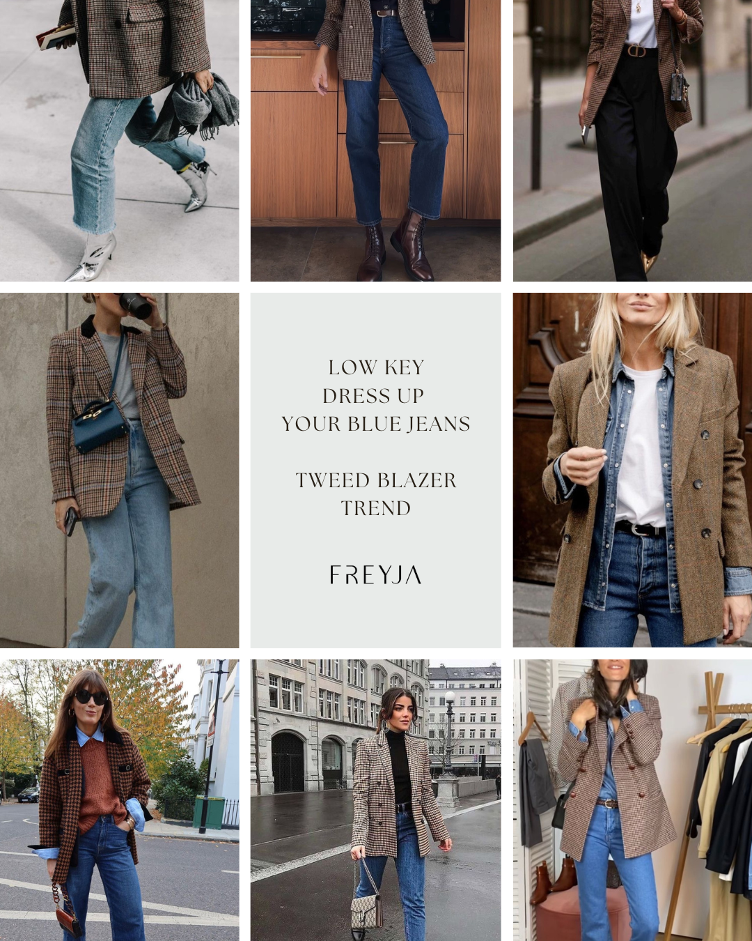 🧵 Blue Jeans, Tweed Blazers & Timeless Cool — The Fall Classic That Always Works