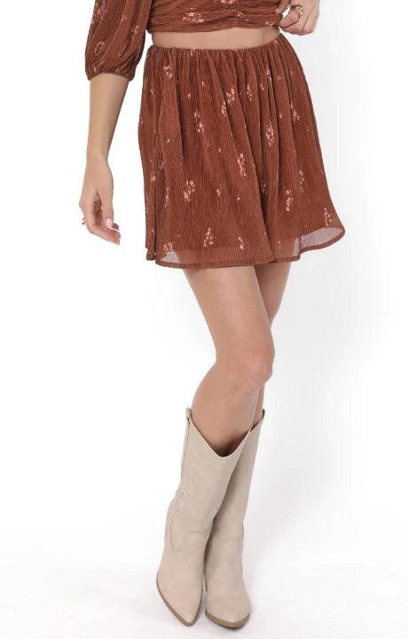 Sadie & Sage Last Dance Plisse Swing Mini Skirt