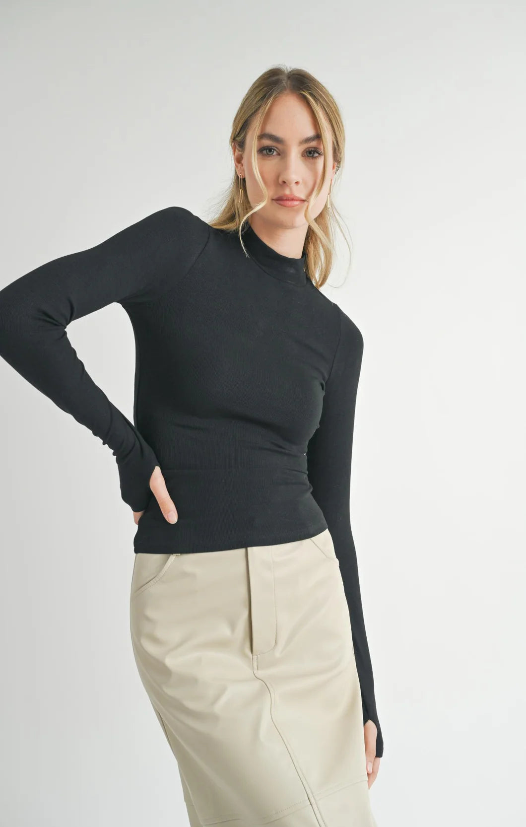 Sadie & Sage Rowan Mock Neck Thumb Hole