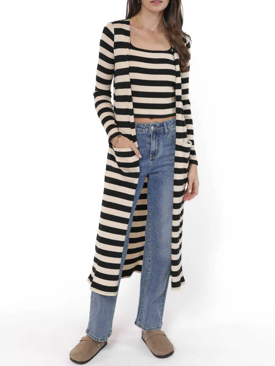 Sadie & Sage Soul Sisters Striped Rib Knit Cardigan