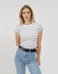 Brunette the Label Ribbed Fitted Cap Sleeve