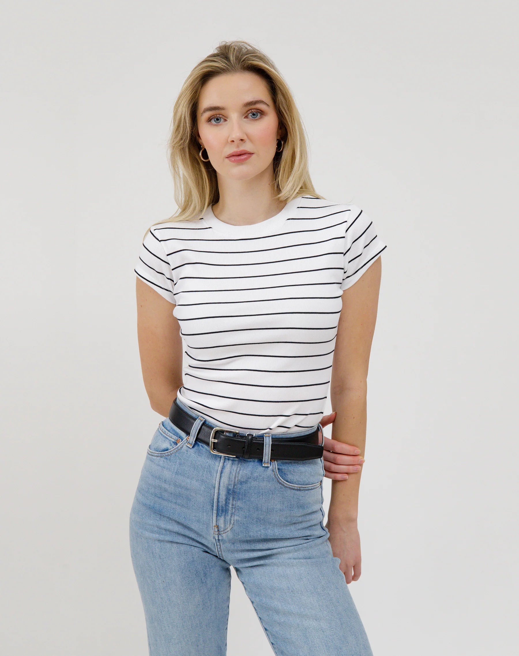 Brunette the Label Ribbed Fitted Cap Sleeve