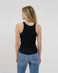 Brunette the Label Ribbed Tank with Curved Hem