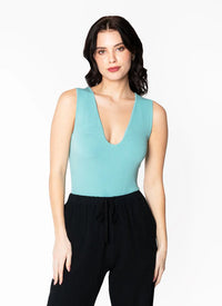 Bamboo Rib Deep V Neck Bodysuit