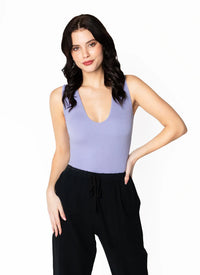 Bamboo Rib Deep V Neck Bodysuit
