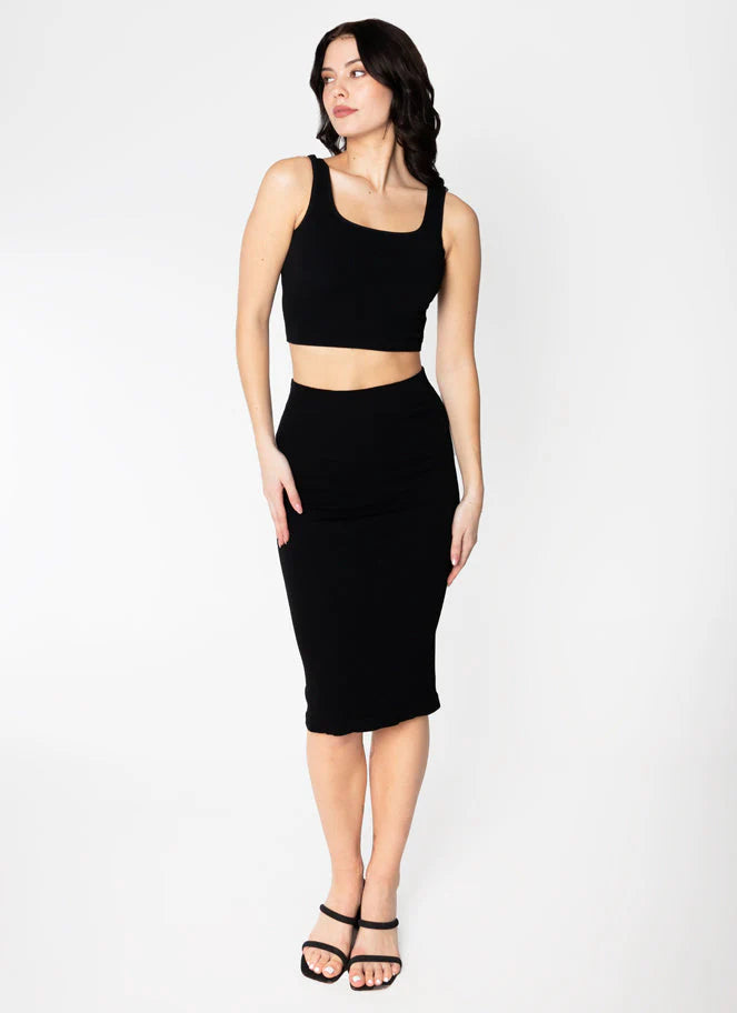 Bamboo Rib Midi Skirt