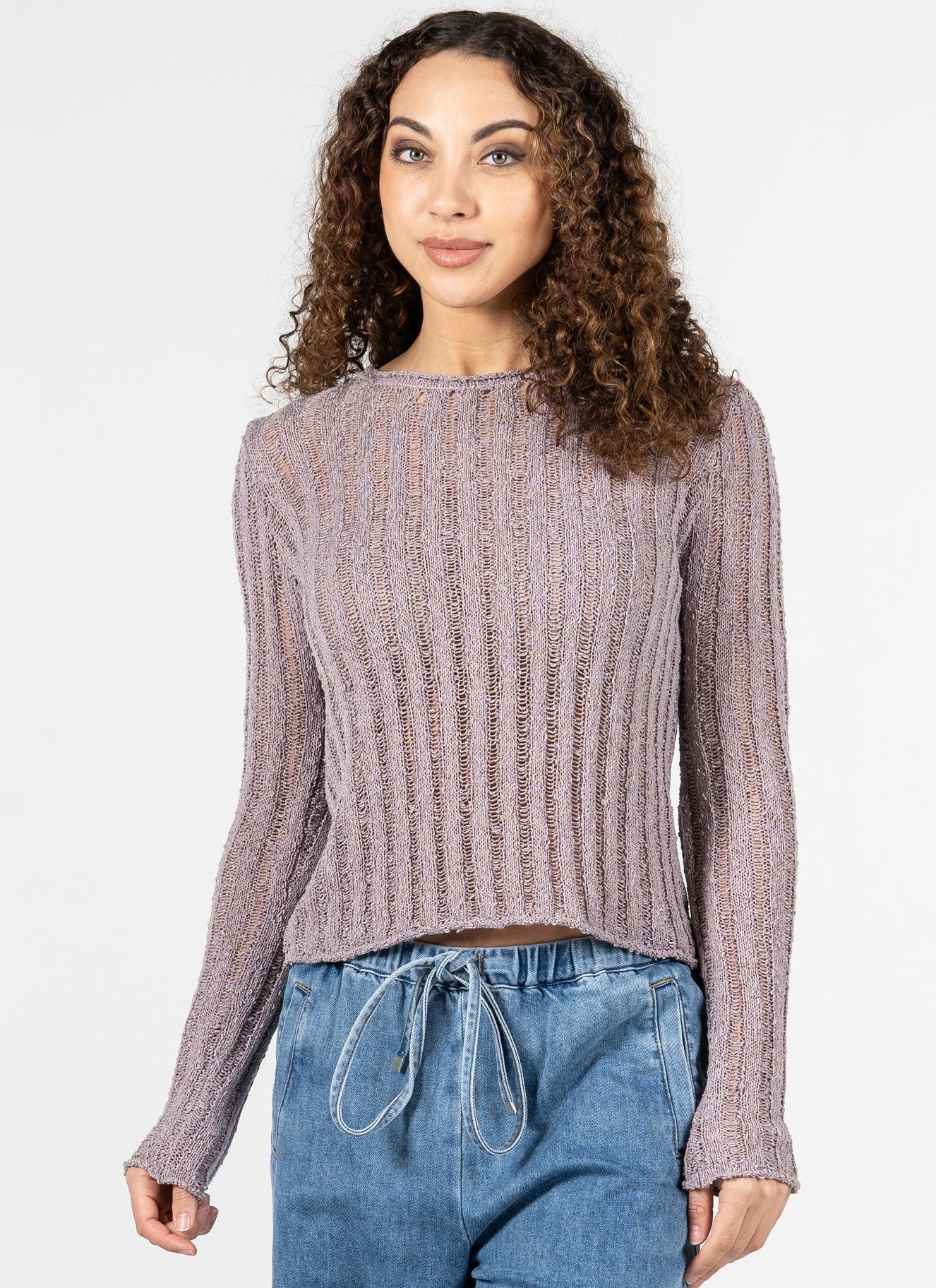 C'est Moi Ladder Stitch Top in Mauve