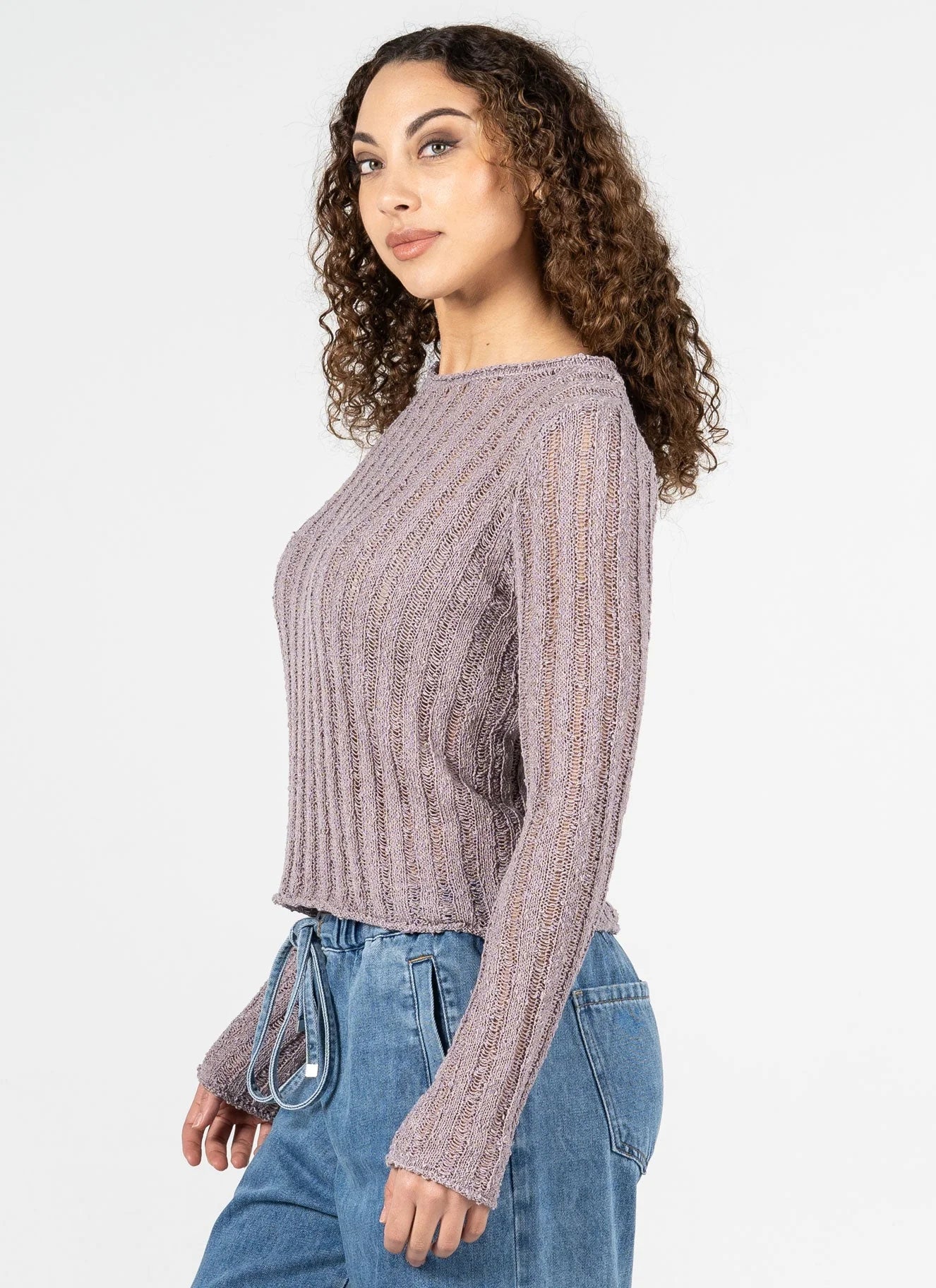 C'est Moi Ladder Stitch Top in Mauve