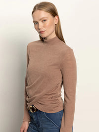 Sanctuary Draped Mock Neck Mocha