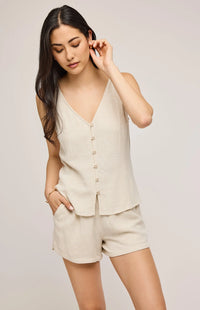 Gentle Fawn Jules Linen Tank in Linen & Navy