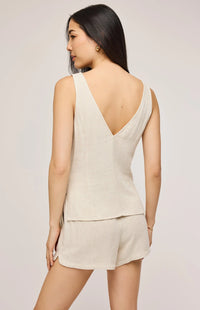 Gentle Fawn Jules Linen Tank in Linen & Navy