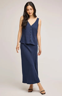 Gentle Fawn Jules Linen Tank in Linen & Navy