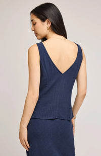 Gentle Fawn Jules Linen Tank in Linen & Navy