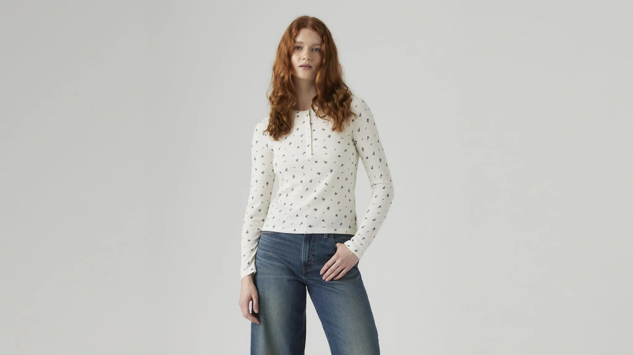 Levi's Dana Henley Curie Ditsy Blue Indigo