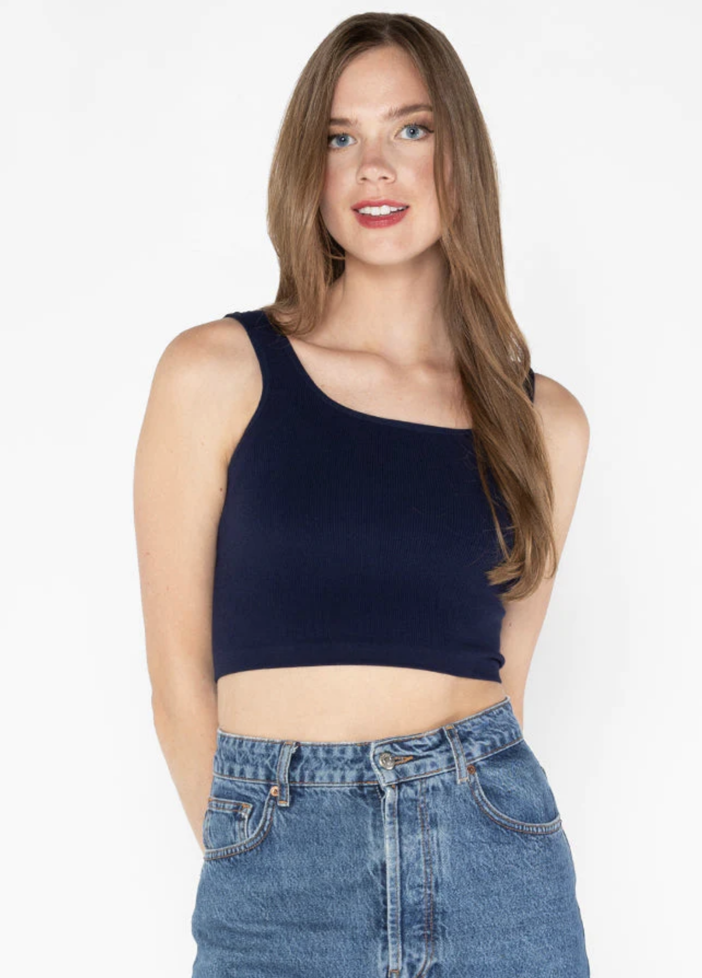 Bamboo Rib Square Neck Crop Tank