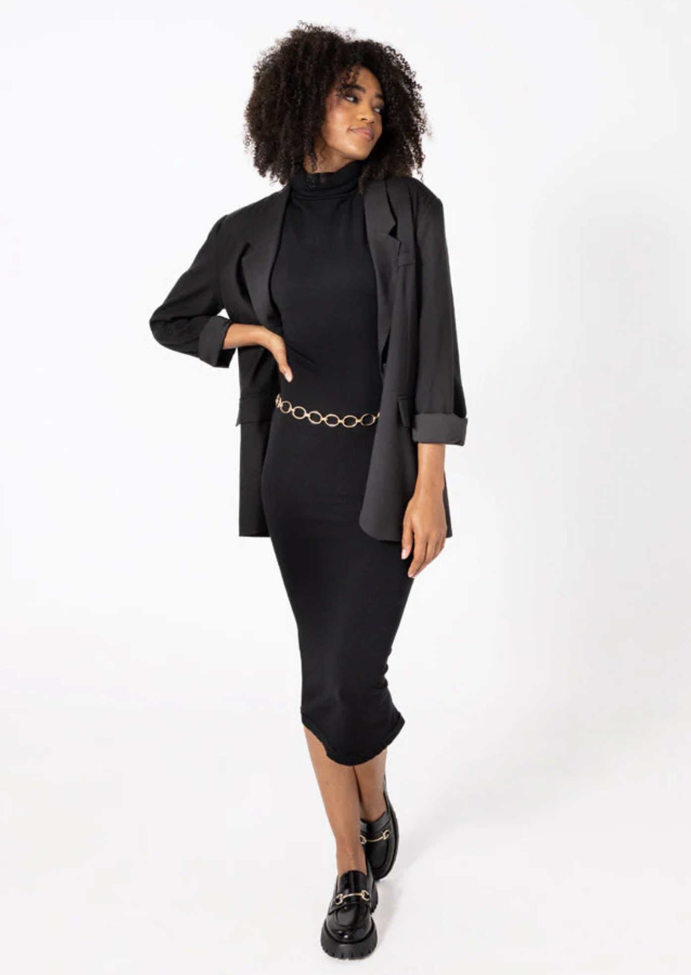 Bamboo Fleece Lined Dress in Black