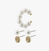 Pilgrim Beat 3 in 1 Earring Cuff Set Gold or Silver