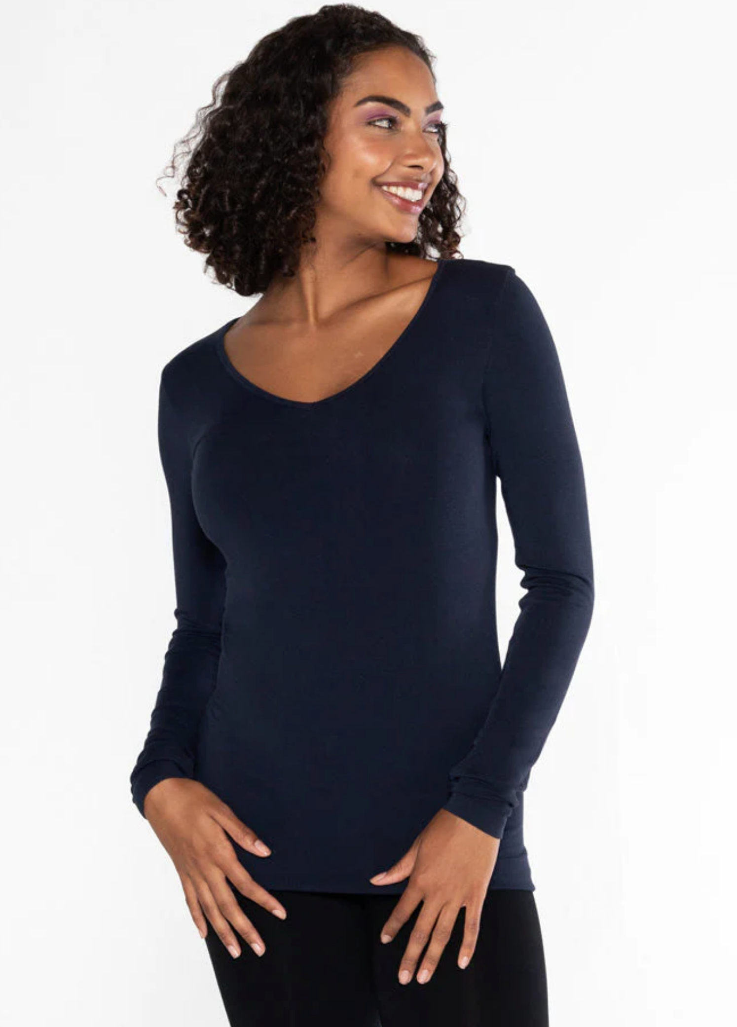 Bamboo V Neck Long Sleeve Top + Colours