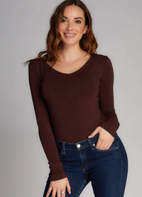 Bamboo V Neck Long Sleeve Top + Colours