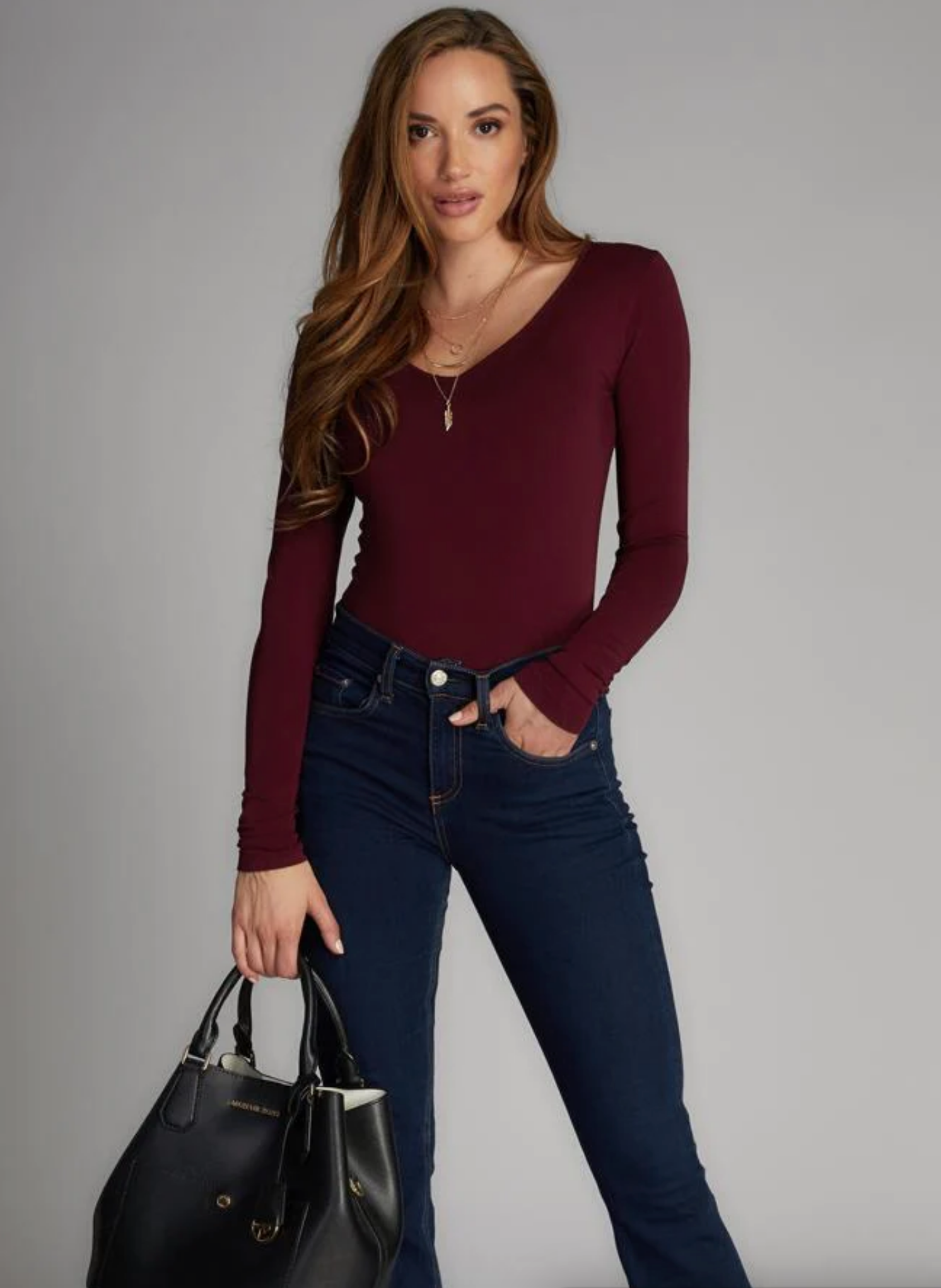 Bamboo V Neck L/S Bodysuit + Colors