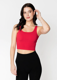 Bamboo Rib Square Neck Crop Tank