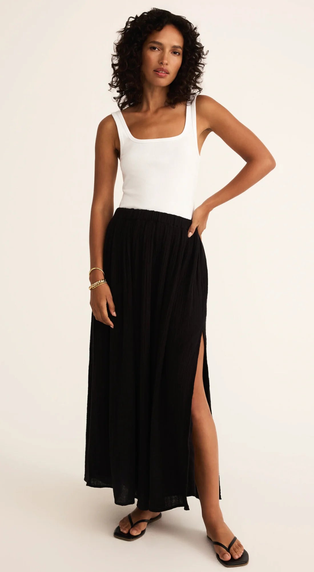 Z Supply Reina Airy Skirt in Black & White