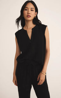 Z Supply Cliffside V-Neck in Iced Coffee & Black