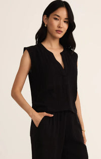 Z Supply Cliffside V-Neck in Iced Coffee & Black