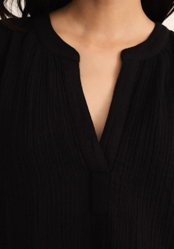 Z Supply Cliffside V-Neck in Iced Coffee & Black