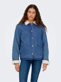 Only Allison Teddy Denim Shearling Coat