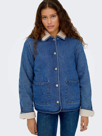Only Allison Teddy Denim Shearling Coat