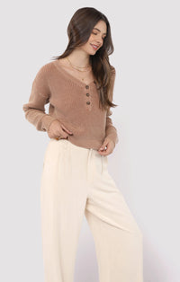 Sadie & Sage Brixton Button Mineral Wash Sweater