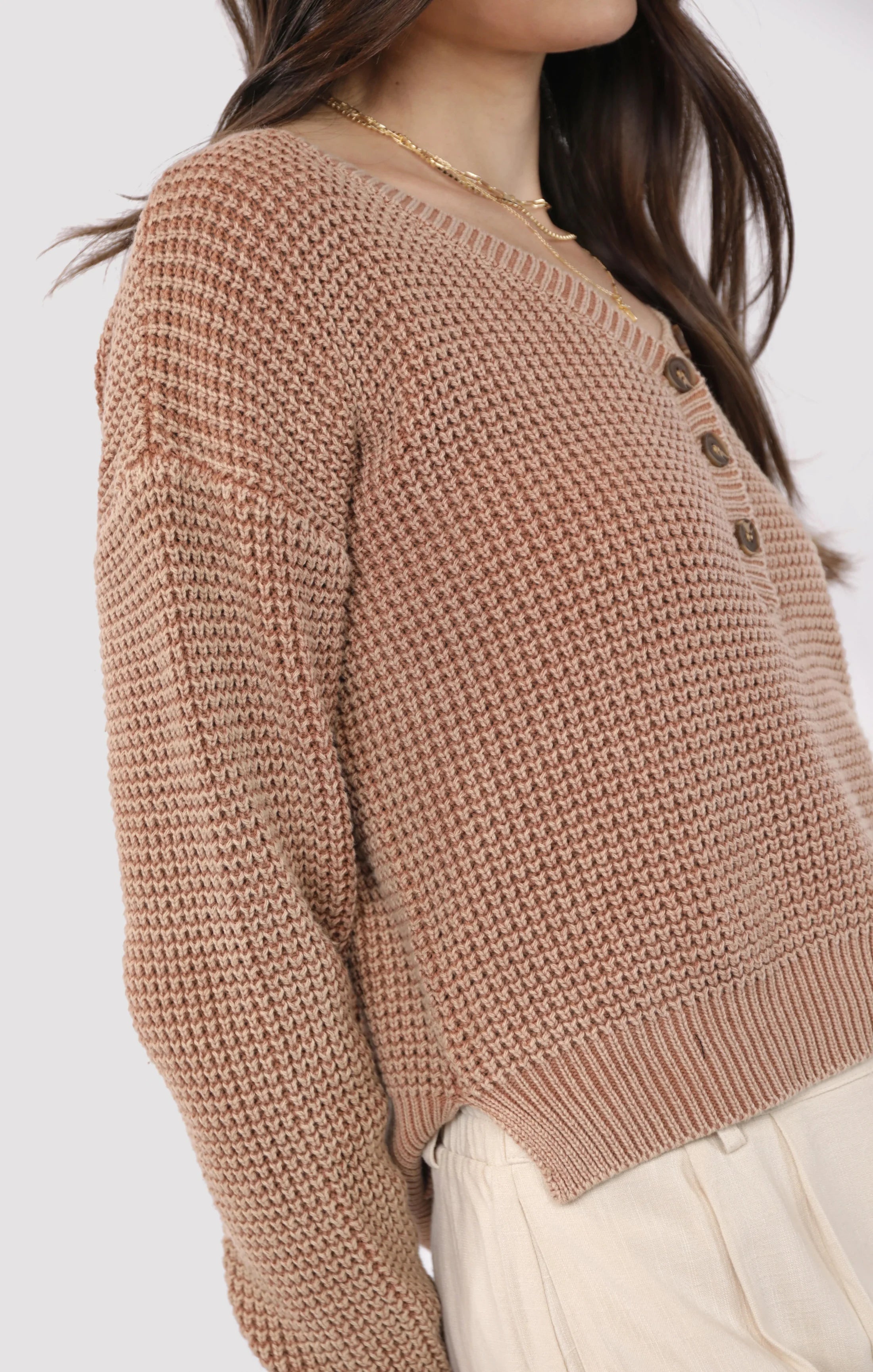 Sadie & Sage Brixton Button Mineral Wash Sweater