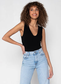 Bamboo Rib Deep V Neck Bodysuit