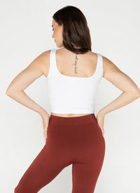 Bamboo Rib Square Neck Crop Tank