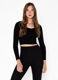 Bamboo Crop Scoop Long Sleeve Top
