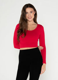 Bamboo Crop Scoop Long Sleeve Top