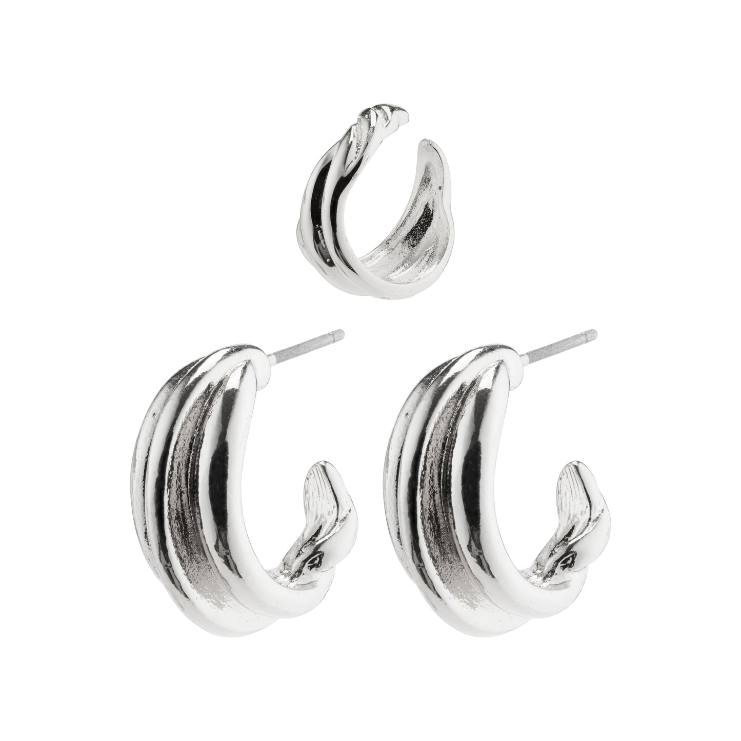 Pilgrim Amanda Silver Plated Hoop & Cuff Set