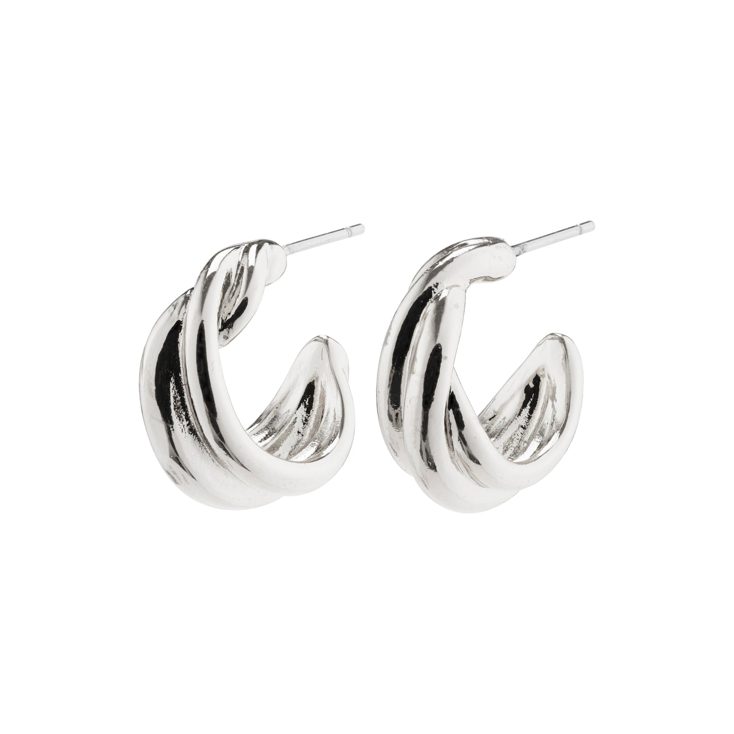 Pilgrim COURAGEOUS Twirl Huggie Silver Hoops
