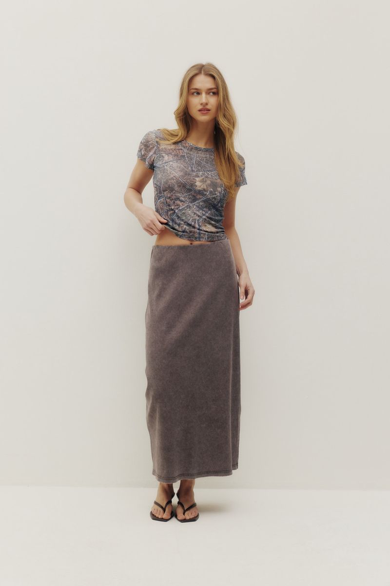 Kuala Tee Pamerla Midi Skirt Charcoal