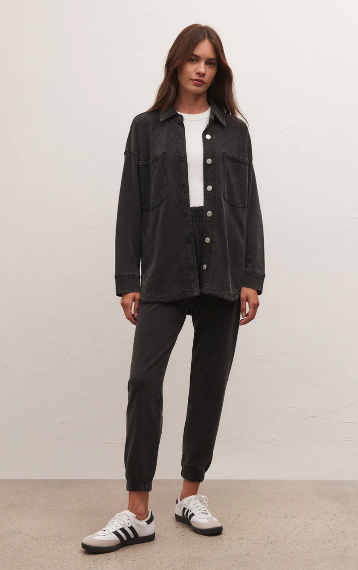 Z Supply All Day Knit Denim Jacket in Vintage Black