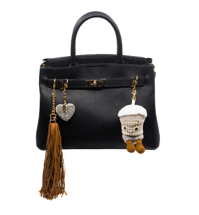 Jane Brand Faux Leather Tassel Black or Brown Bag Charm