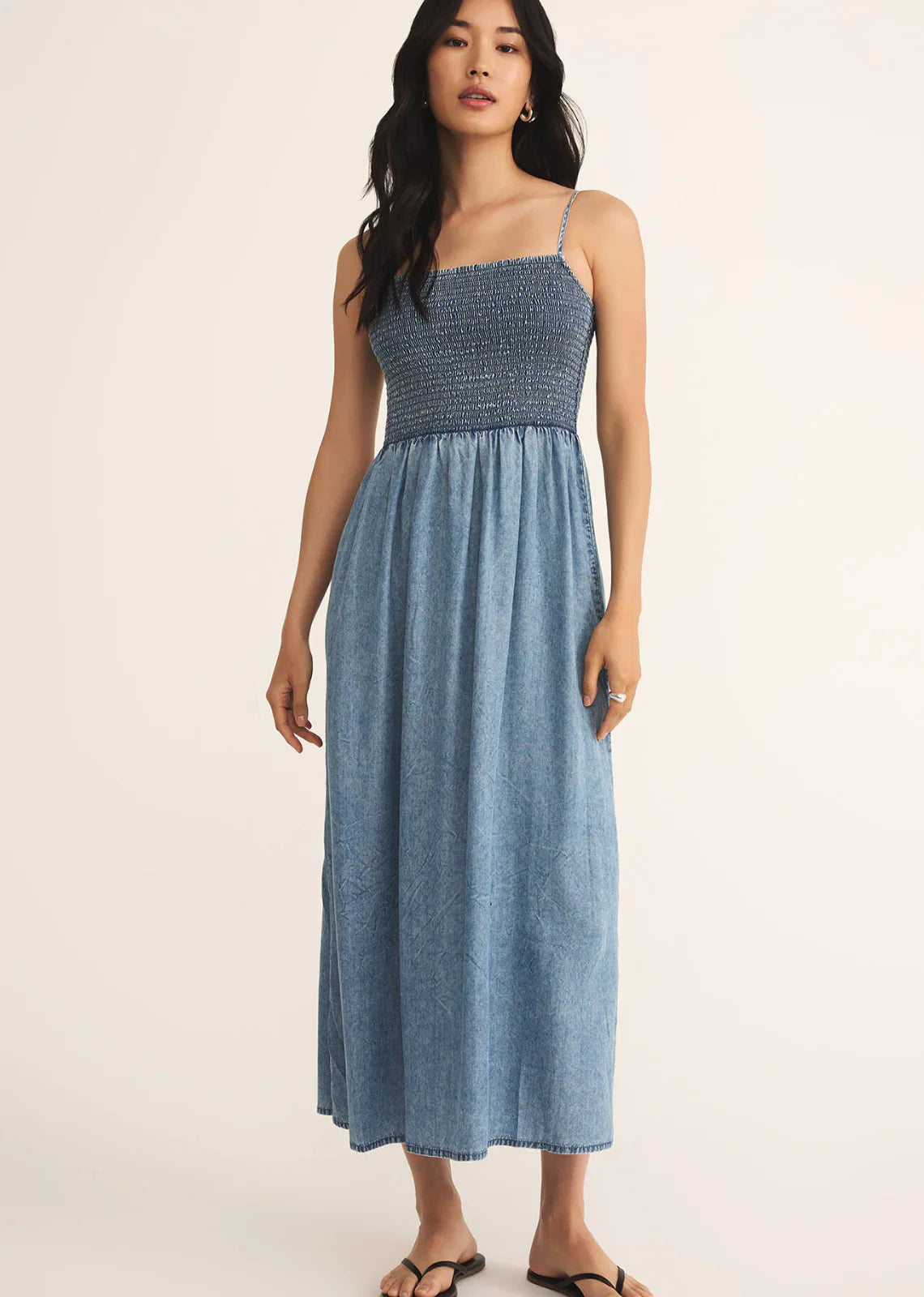 Z Supply Bayside Chambray Midi Dress - Medium Chambray