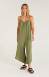 Z Supply Flared Gauze Jumpsuit in Olive Branch