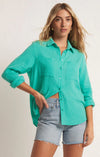 Z Supply Kaili Button Up Gauze in Cabana Green