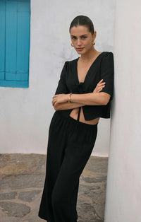 Z Supply La Belle Linen Cropped Top