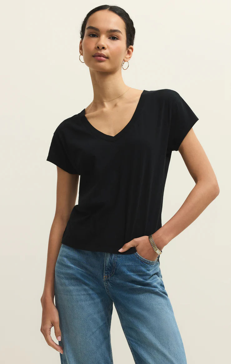 Z Supply Modern V-Neck Tee in Black