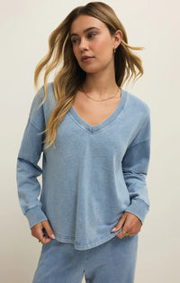 Z Supply Delphine Knit Sweatshirt Ocean Air