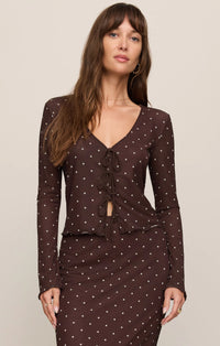 Z Supply Amara Polka Dot Mesh Top - Dark Chocolate