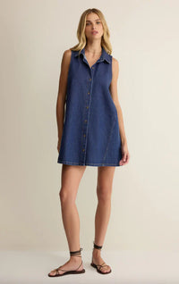 Z Supply New Day Denim Mini Dress - Deep Water